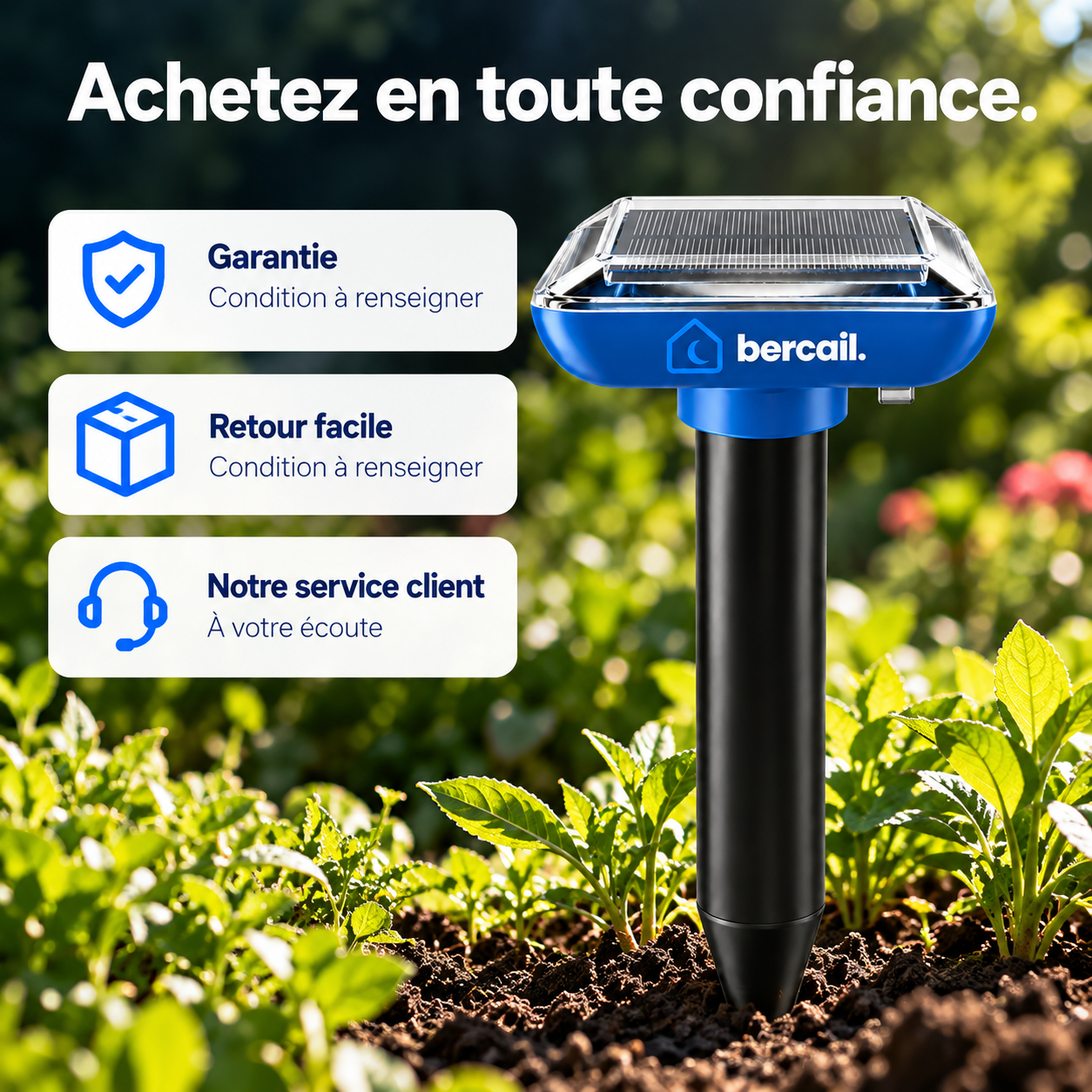 Bercail® Sentinelle - Le piquet solaire anti-taupes
